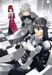  absurdres ace_of_spades alice_in_wonderland black_hair bow eight_of_diamonds facial_mark gloves highres jack_of_clubs long_hair multiple_boys red_hair short_hair sitting ueda_ryou white_hair 