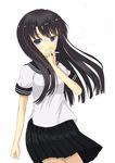  bad_id bad_pixiv_id black_hair cigarette copyright_request ice_(doragon) long_hair purple_eyes school_uniform simple_background smoking solo 