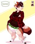 2023 4:5 anthro artist_logo black_nose blowing_raspberries blush blush_lines bodily_fluids breasts bri_(kalash) brown_body brown_clothing brown_eyewear brown_fur brown_glasses brown_hair brown_shirt brown_tail brown_topwear canid canine canis clean_diaper clothed clothing coyote cross-popping_vein crossed_arms dialogue diaper ears_back english_text eyewear female footwear full-length_portrait fur glasses hair head_horn hi_res horn lilchu logo mammal multicolored_body multicolored_fur multicolored_horn multicolored_tail offscreen_character pantsless pattern_clothing pattern_topwear pivoted_ears plaid plaid_clothing plaid_jacket plaid_topwear portrait qr_code rectangular_glasses saliva shirt signature simple_background socks solo speech_bubble standing sweat sweatdrop tail tan_body tan_fur tan_tail text three-quarter_view tongue tongue_out topwear trans_(lore) trans_woman_(lore) wearing_diaper wearing_glasses white_clothing white_footwear white_socks