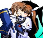  1girl bastard_(entasis) blue_eyes brown_hair dual_persona genderswap genderswap_(ftm) highres long_hair lyrical_nanoha magical_boy magical_girl mahou_shoujo_lyrical_nanoha mahou_shoujo_lyrical_nanoha_strikers ponytail selfcest takamachi_nanoha 