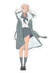  dark_skin highres jacket lal'c_mellk_mal long_coat magomago school_uniform short_hair sketch solo standing top_wo_nerae_2! white_hair wind 