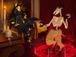 2019 ambiguous_gender anthro black_body black_fur black_penis bone bone_mask bovid brown_body brown_fur candle canid canine caprine caprine_demon chair clothing conop conop-8888 curtains demon duo erection foreskin fur furniture genitals glowing glowing_eyes goat_demon hooves horn inside male mammal mask on_chair open_mouth penis red_eyes sitting sitting_on_chair skull skull_mask summoning_circle tail yellow_eyes