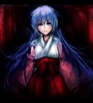  bad_id bad_pixiv_id detached_sleeves hakama hanyuu highres higurashi_no_naku_koro_ni horns japanese_clothes long_hair purple_eyes purple_hair red_hakama sasaki_ryou solo very_long_hair 