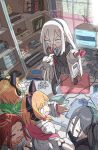  >_< 5girls absurdres anger_vein animal_ear_headphones animal_ears aris_(blue_archive) black_hair black_jacket black_pantyhose black_skirt blobcat blonde_hair blue_archive blue_necktie bow cat_ear_headphones cat_ears collared_shirt commentary controller crt dark_souls_(series) fake_animal_ears famicom game_console game_controller game_development_department_(blue_archive) gamecube green_bow green_halo hair_between_eyes hair_bow halo headphones highres holding holding_controller holding_game_controller indoors jacket kei_(blue_archive) kei_(new_body)_(blue_archive) kuragesensei long_hair long_hair_between_eyes long_sleeves midori_(blue_archive) miniskirt momoi_(blue_archive) multiple_girls necktie open_clothes open_jacket open_mouth pantyhose pink_bow pink_halo playstation_3 pleated_skirt rectangular_halo red_hair shirt siblings skirt sleeves_past_wrists super_famicom twins very_long_hair white_jacket white_shirt yuzu_(blue_archive) 