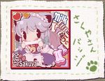  animal_ears bone braid chibi dog_ears dog_tail hairband izayoi_sakuya kemonomimi_mode short_hair silver_hair solo tail takahero touhou twin_braids 