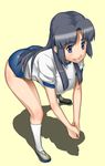  asakura_ryouko bad_id bad_pixiv_id bent_over blue_eyes blue_hair breasts buruma cleavage gonoike_biwa gym_uniform kneehighs large_breasts legs long_hair shoes socks solo suzumiya_haruhi_no_yuuutsu uwabaki volleyball 