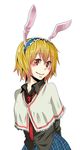 animal_ears blonde_hair bunny_ears if_they_mated iris_(kyouno) kyouno red_eyes short_hair solo touhou 