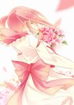  back bad_id bad_pixiv_id closed_eyes dress flower from_behind long_hair original pink_hair solo yamiko 