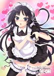  akiyama_mio alternate_costume apron bad_id bad_pixiv_id black_eyes black_hair black_legwear blush cuteg enmaided garters heart heart_hands k-on! lingerie long_hair maid maid_headdress moe_moe_kyun! petticoat solo thighhighs underwear 