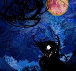  abstract black_hair dark full_moon heart kazaana long_hair moon original solo 