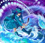  backpack bad_id bad_pixiv_id bag blue_eyes blue_hair boots danmaku hair_bobbles hair_ornament hat kawashiro_nitori meg3lk short_hair solo touhou twintails two_side_up water 