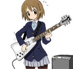  amplifier brown_eyes brown_hair guitar hirasawa_yui instrument k-on! pantyhose school_uniform short_hair solo toshi_(little-fluffy-cloud) 
