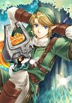  1girl blonde_hair blue_eyes fairy gloves imp link master_sword md5_mismatch midna pointy_ears red_eyes satsuki_yuu_(awairo) smile sword the_legend_of_zelda the_legend_of_zelda:_twilight_princess weapon 