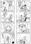  3girls 4koma comic flandre_scarlet gameplay_mechanics greyscale hong_meiling if_they_mated izayoi_sakuya kyouno monochrome multiple_4koma multiple_girls power-up touhou translated xiaoling_(kyouno) 