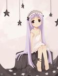  artist_request barefoot black_eyes character_request dress flat_chest ku long_hair lowres maid purple_hair sitting source_request star stars very_long_hair 