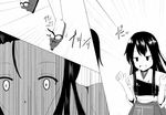  akagi_(kantai_collection) black_hair comic greyscale japanese_clothes kantai_collection long_hair monochrome multiple_girls muneate translated yabu_q 