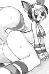  bikini butt canine female fox kayoh looking_at_viewer mammal pandemonium_wizard_village pinup pose redseedblue solo sweat swimsuit 