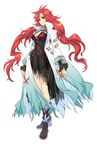  absurdres agarie_arle black_skirt breasts choker cleavage coat full_body green_eyes highres itou_noiji kamisama_to_unmei_(series) kamisama_to_unmei_kakusei_no_cross_thesis large_breasts long_hair official_art red_hair shoes skirt solo standing twintails 