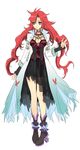  agarie_arle black_skirt breasts choker cleavage coat full_body green_eyes itou_noiji kamisama_to_unmei_(series) kamisama_to_unmei_kakusei_no_cross_thesis long_hair medium_breasts official_art red_hair shoes skirt solo standing twintails white_background 