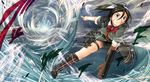  black_hair boots highres kantai_collection long_hair nanairo_(niconico1748384) ocean solo speed_lines tone_(kantai_collection) twintails yellow_eyes 