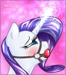  absurd_res ball_gag blue_eyes blush border equine female friendship_is_magic fur gag hair harness_ball_gag hi_res horn jameshalt looking_up mammal my_little_pony orgasm plain_background purple_hair rarity_(mlp) shiny solo unicorn white_body white_fur 