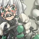  ball_gag bdsm bondage bound collar fumi11gou gag gagged green_eyes konpaku_youmu konpaku_youmu_(ghost) short_hair silver_hair solo touhou 