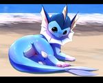  butt cute eeveelution hindpaw nintendo outside pawpads paws pixiv pok&#233;mon pok&eacute;mon rag. sand seaside solo vaporeon video_games water 