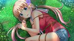  blonde_hair blue_gale game_cg green_eyes long_hair natsu_doki! nemitarou rope shizuku_(natsu_doki!) twintails 