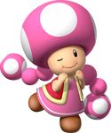  looking_at_viewer mario_bros nintendo official_art one_eye_closed solo toadette twintails video_games wink 