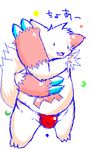  chubby claws fur_markings japanese_text kemono male nintendo open_mouth pok&#233;mon pok&eacute;mon simple_background solo teeth text underwear video_games yami zangoose 