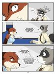  angry angry_eyes blue_eyes canine comic dialog english_text eve_cadrey female fitz_cadrey fox fur green_eyes grey_fur kurapika male mammal raccoon red_fur surprise text 