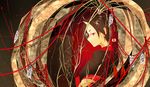  bad_id bad_pixiv_id black_eyes black_hair chinese_lantern_(plant) hoozuki_no_reitetsu horn looking_at_viewer looking_back maclo male_focus oni pointy_ears solo turning_head 