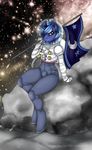  anthro anthrofied blue_fur blue_hair clothing equine female flag friendship_is_magic fur hair helmet horn horse looking_at_viewer mammal my_little_pony nebula pony princess_luna_(mlp) rock solo space space-hair spacesuit stars suit tiara unicorn winged_unicorn wings 