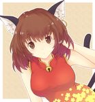 animal_ears bad_id bad_pixiv_id breasts brown_eyes brown_hair cat_ears cat_tail chen highres jewelry large_breasts looking_at_viewer multiple_tails no_hat no_headwear older short_hair single_earring solo tail touhou x&amp;x&amp;x 