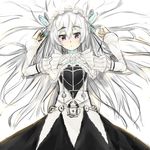  butterfly_hair_ornament chaika_trabant dress frills hair_ornament hairband hitsugi_no_chaika isshiki_(ffmania7) lolita_hairband long_hair long_sleeves lying on_back purple_eyes silver_hair sketch solo 