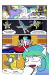  blue_fur blue_hair cards comic crown cutie_mark donzatch door english_text equine floor flying friendship_is_magic fur hair helmet horn horse mammal my_little_pony polearm pony princess_celestia_(mlp) princess_luna_(mlp) royal_guard_(mlp) rug shocked spear stars table text wall white_fur winged_unicorn wings 