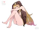  bare_shoulders barefoot blonde_hair blue_eyes bottomless center_opening gastrodon gen_4_pokemon hair_over_one_eye hood hoodie long_hair makusu panties pantyshot pantyshot_(sitting) pink_panties pokemon pokemon_(creature) shirona_(pokemon) sitting solo underwear 