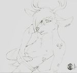  antlers cervine deer ear_piercing erection horn humanoid_penis jayce looking_at_viewer male mammal masturbation penis piercing solo tongue underwear zavyn 