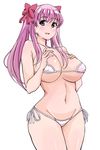  bad_id bad_pixiv_id bikini blue_eyes breasts haramura_nodoka highres irigaru large_breasts long_hair micro_bikini pink_hair saki solo swimsuit twintails wide_hips 