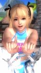  1girl 3d beach blonde_hair cheerleader dead_or_alive dead_or_alive_5 marie_rose screencap smile tecmo twintails 