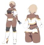  accio ass bad_id bad_pixiv_id breasts dark_skin gloves hand_on_hip large_breasts multiple_views pixiv_fantasia pixiv_fantasia_fallen_kings short_hair simple_background slit_pupils turnaround white_background 