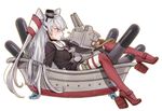  amatsukaze_(kancolle) brown_eyes gray_hair jinni kantai_collection long_hair rensouhou-chan seifuku thighhighs twintails 