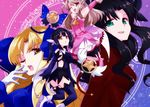  black_hair blonde_hair fate/kaleid_liner_prisma_illya fate_(series) illyasviel_von_einzbern kagamimochi_(hayamichi1117) kaleidostick long_hair luviagelita_edelfelt magical_girl magical_ruby magical_sapphire miyu_edelfelt multiple_girls prisma_illya toosaka_rin 