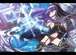  chain claire_(dorapo) cross dragon_poker navel nun purple_eyes purple_hair shope stockings 