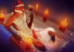  anthro bathroom beverage bubble candle canine christmas edi erection fox fur hat holidays looking_at_viewer male mammal nude penis presenting santa_hat solo water wine 