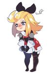  :t ahoge anger_vein armor armored_dress bad_id bad_tumblr_id blonde_hair blue_eyes boots bow bravely_default:_flying_fairy bravely_default_(series) breastplate edea_lee faulds gloves hair_bow lilirulu long_hair pantyhose solo thigh_boots thighhighs 