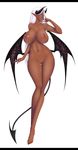  baru_(val-val) breasts dark_skin demon_girl highres horns huge_breasts image_sample long_hair md5_mismatch nude pixiv_sample pixiv_succubus red_eyes solo succubus tail thigh_gap white_hair wide_hips wings 