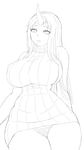  bare_shoulders breasts covered_nipples curvy detached_sleeves dress greyscale highres horn huge_breasts kantai_collection long_hair magutan monochrome panties pantyshot pantyshot_(standing) ribbed_dress seaport_hime shinkaisei-kan short_dress sideboob sketch sleeveless sleeveless_dress solo standing turtleneck underwear very_long_hair 