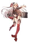  amatsukaze_(kantai_collection) black_panties brown_eyes cha_chazi dress garter_straps kantai_collection long_hair panties rensouhou-kun sailor_dress short_dress side-tie_panties silver_hair simple_background solo striped striped_legwear thighhighs torn_clothes torn_dress two_side_up underwear 
