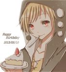  bad_id bad_pixiv_id blonde_hair cake dated food happy_birthday hiro_(hirohiro31) kagerou_project kano_shuuya looking_at_viewer red_eyes short_hair simple_background smile solo white_background 